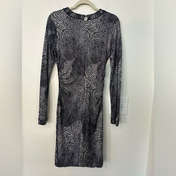Tory Burch Silk B&W Patterned Midi Dress M - Picture 7 of 10
